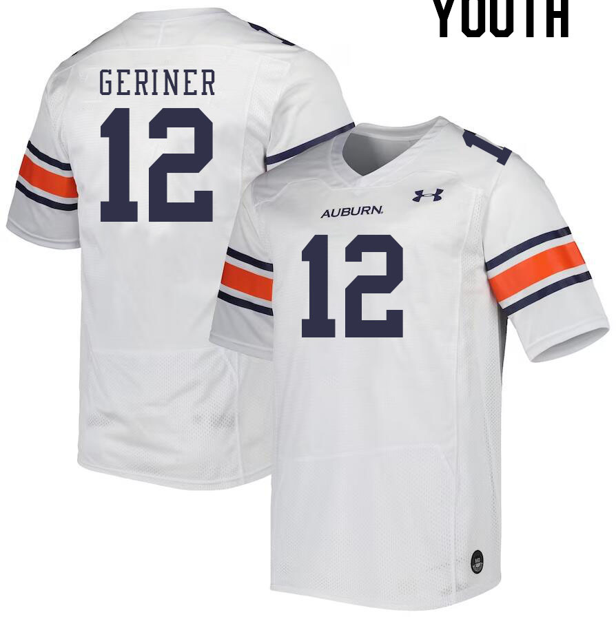 Youth Auburn Tigers #12 Holden Geriner White 2023 College Stitched Football Jersey